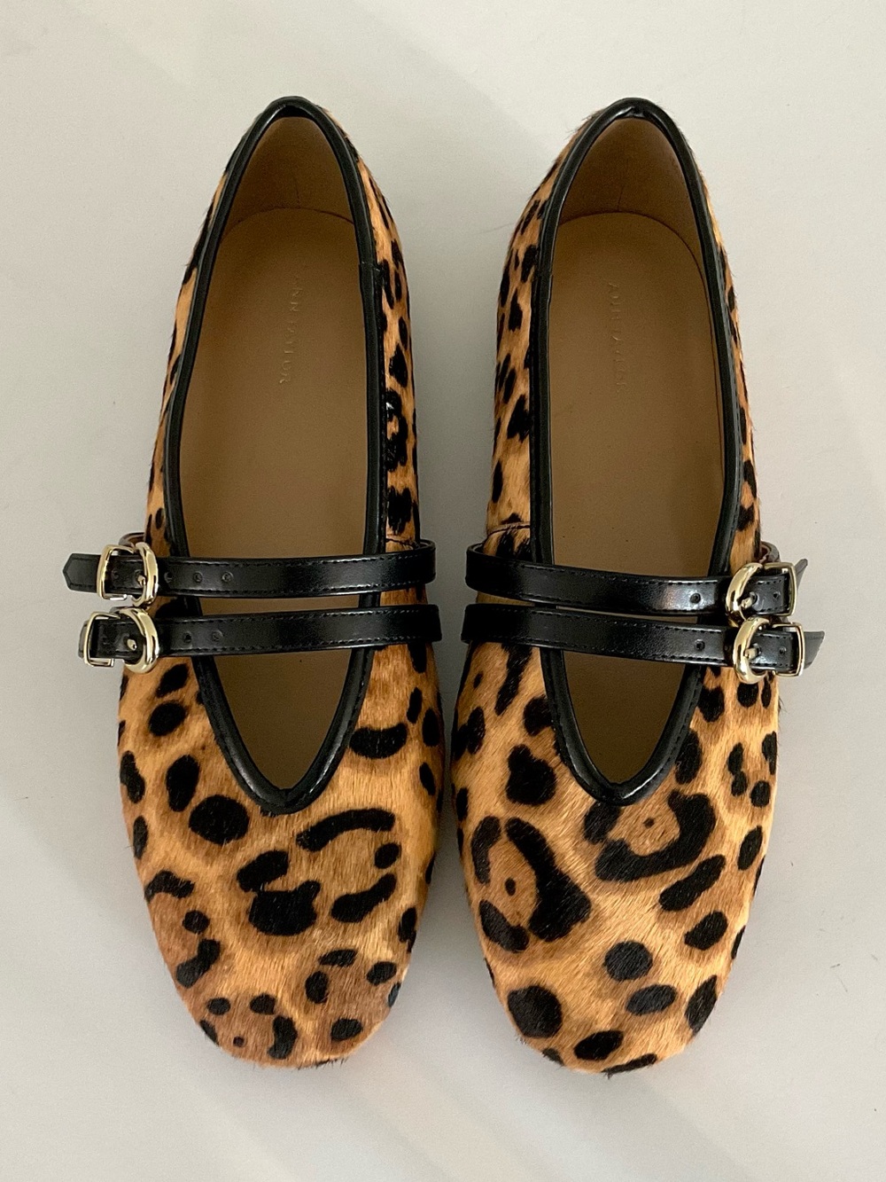 ANN TAYLOR Double Buckle Calf Hair Ballet Flats in Brown/Black Size 7.5